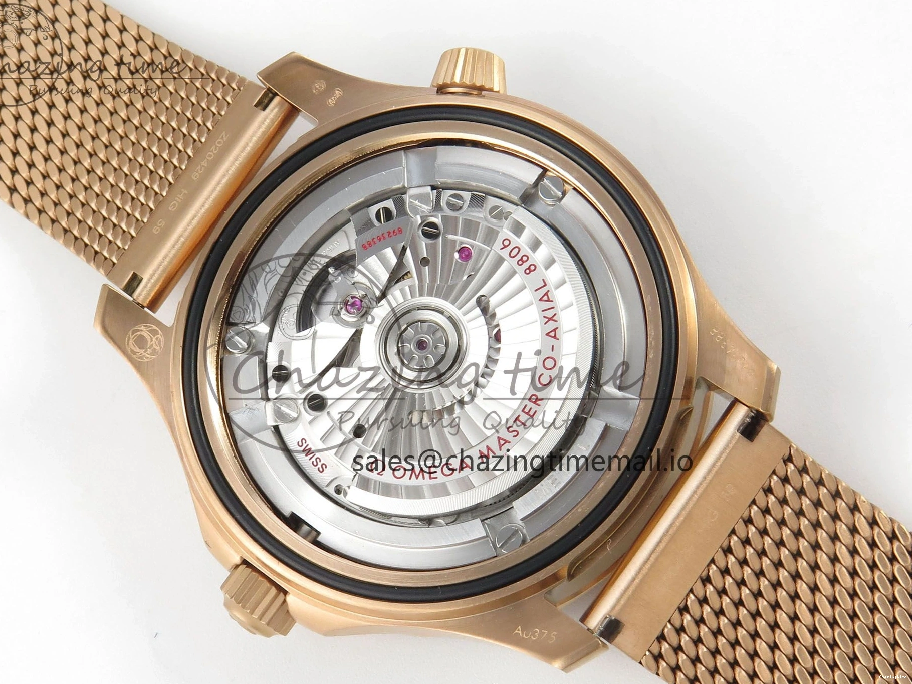 0226 Stylish Seamaster 300M Diver Rose Gold VSF 1:1 Best Edition Black Dial on Mesh Bracelet A 7662